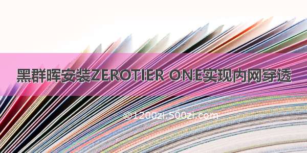 黑群晖安装ZEROTIER ONE实现内网穿透