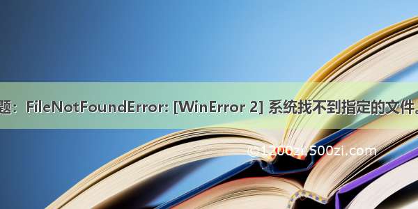 Python问题：FileNotFoundError: [WinError 2] 系统找不到指定的文件。（已解决）