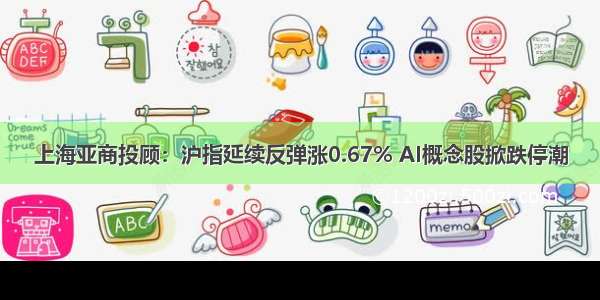 上海亚商投顾：沪指延续反弹涨0.67% AI概念股掀跌停潮