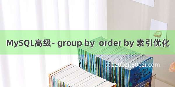 MySQL高级- group by  order by 索引优化