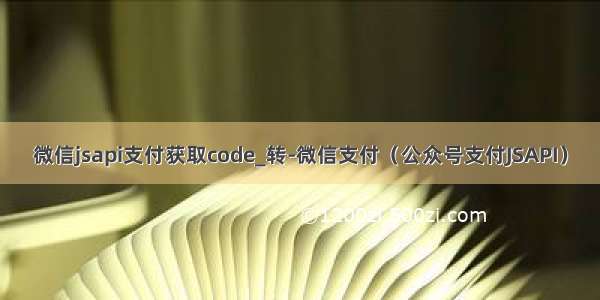 微信jsapi支付获取code_转-微信支付（公众号支付JSAPI）