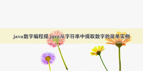 java数字编程提 java从字符串中提取数字的简单实例