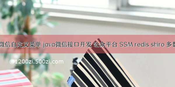 java 微信自定义菜单 java微信接口开发 公众平台 SSM redis shiro 多数据源