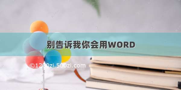 别告诉我你会用WORD