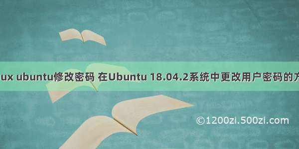 linux ubuntu修改密码 在Ubuntu 18.04.2系统中更改用户密码的方法