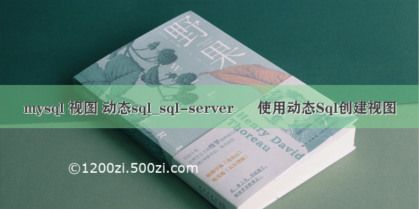 mysql 视图 动态sql_sql-server – 使用动态Sql创建视图