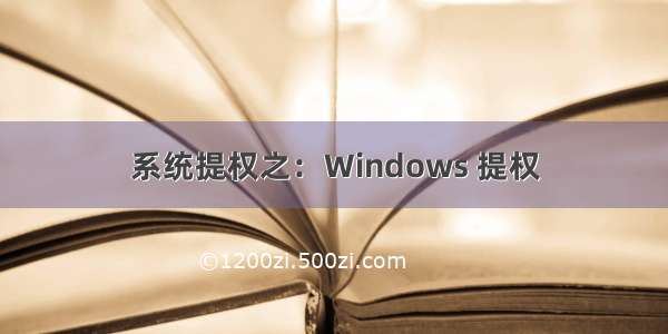 系统提权之：Windows 提权