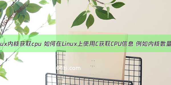 linux内核获取cpu 如何在Linux上使用C获取CPU信息 例如内核数量？