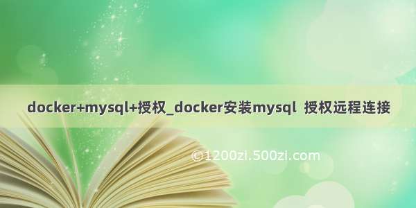 docker+mysql+授权_docker安装mysql  授权远程连接