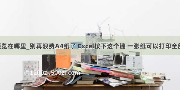 excel打印预览在哪里_别再浪费A4纸了 Excel按下这个键 一张纸可以打印全部表格内容...