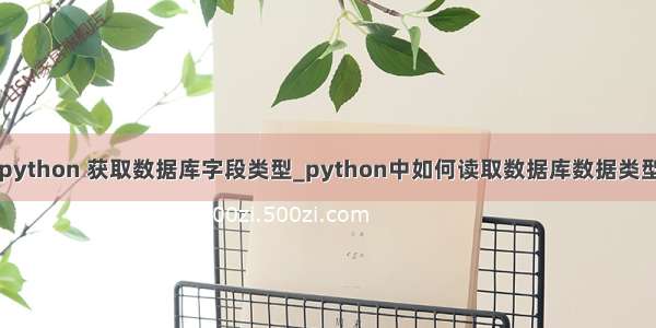 python 获取数据库字段类型_python中如何读取数据库数据类型