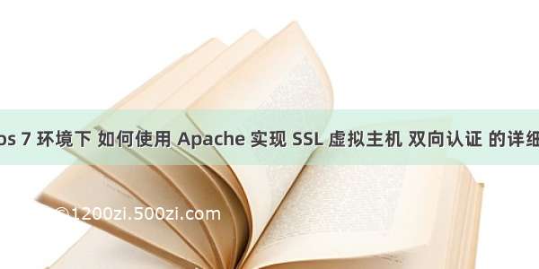 Centos 7 环境下 如何使用 Apache 实现 SSL 虚拟主机 双向认证 的详细教程：