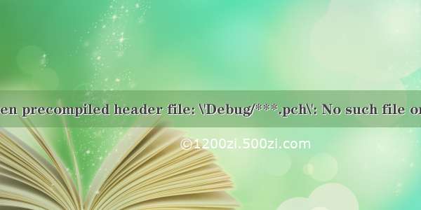 Cannot open precompiled header file: \'Debug/***.pch\': No such file or directory