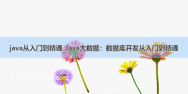 java从入门到精通_Java大数据：数据库开发从入门到精通
