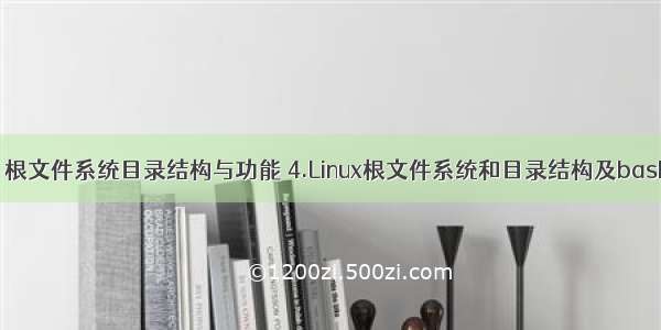 Linux 根文件系统目录结构与功能 4.Linux根文件系统和目录结构及bash特性