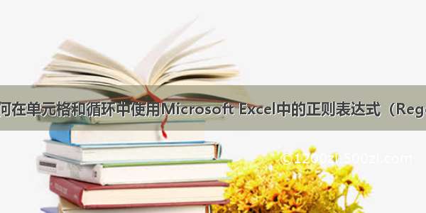 如何在单元格和循环中使用Microsoft Excel中的正则表达式（Regex）
