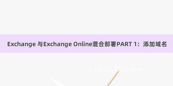 Exchange 与Exchange Online混合部署PART 1：添加域名