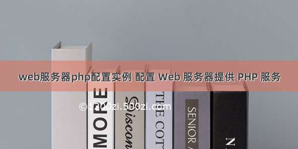 web服务器php配置实例 配置 Web 服务器提供 PHP 服务