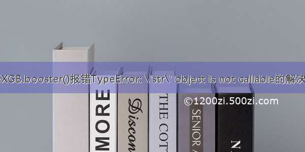 关于XGB.booster()报错TypeError: \'str\' object is not callable的解决方法