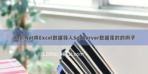 Asp.Net将Excel数据导入Sql Server数据库的的例子