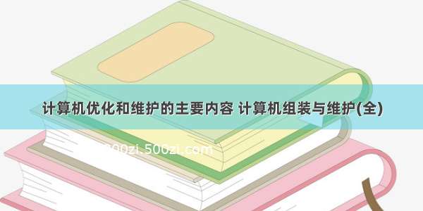 计算机优化和维护的主要内容 计算机组装与维护(全)