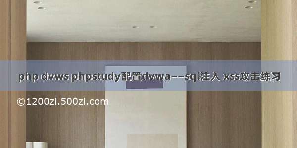 php dvws phpstudy配置dvwa——sql注入 xss攻击练习