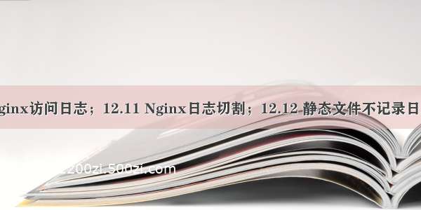 12.10 Nginx访问日志；12.11 Nginx日志切割；12.12 静态文件不记录日志和过期