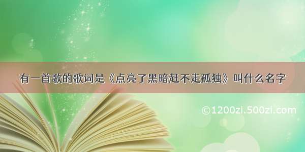 有一首歌的歌词是《点亮了黑暗赶不走孤独》叫什么名字