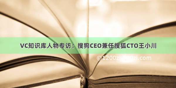 VC知识库人物专访：搜狗CEO兼任搜狐CTO王小川