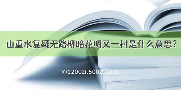 山重水复疑无路柳暗花明又一村是什么意思？