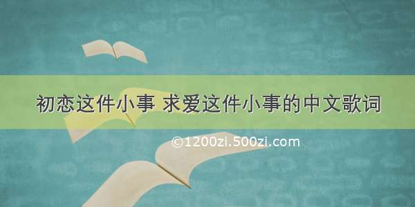 初恋这件小事 求爱这件小事的中文歌词