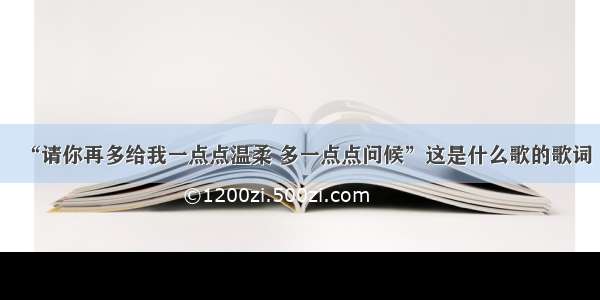 “请你再多给我一点点温柔 多一点点问候”这是什么歌的歌词