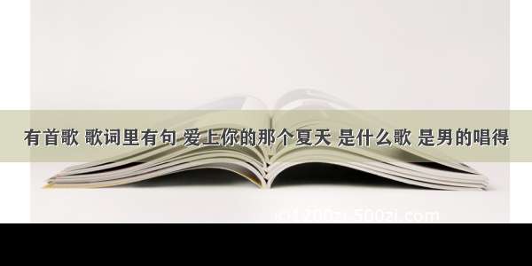 有首歌 歌词里有句 爱上你的那个夏天 是什么歌 是男的唱得