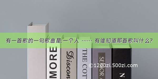 有一首歌的一句歌曲是:一个人 …… 有谁知道那首歌叫什么?