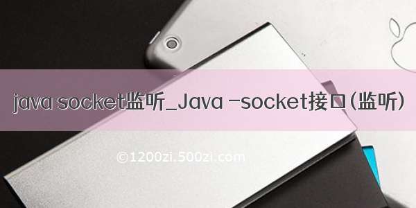 java socket监听_Java -socket接口(监听)