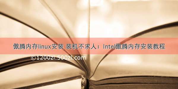 傲腾内存linux安装 装机不求人：Intel傲腾内存安装教程