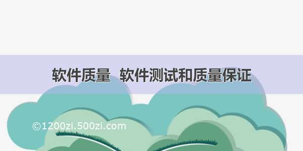 软件质量  软件测试和质量保证