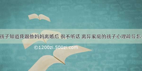 自从孩子知道我跟他妈妈离婚后 很不听话 离异家庭的孩子心理疏导怎么做？