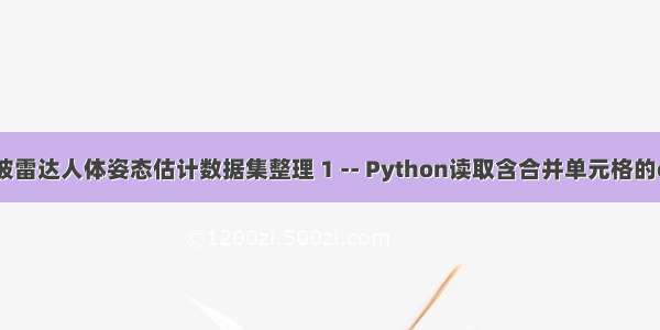 毫米波雷达人体姿态估计数据集整理 1 -- Python读取含合并单元格的excel