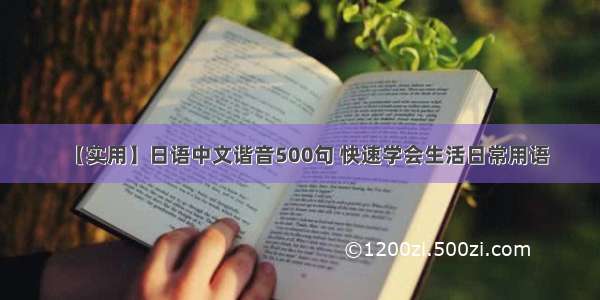 【实用】日语中文谐音500句 快速学会生活日常用语