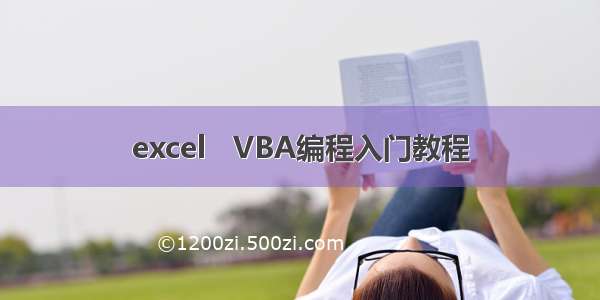 excel   VBA编程入门教程