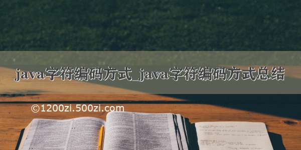 java字符编码方式_java字符编码方式总结