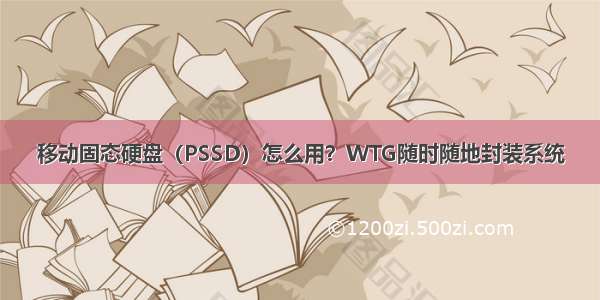 移动固态硬盘（PSSD）怎么用？WTG随时随地封装系统