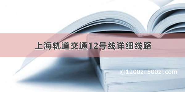 上海轨道交通12号线详细线路