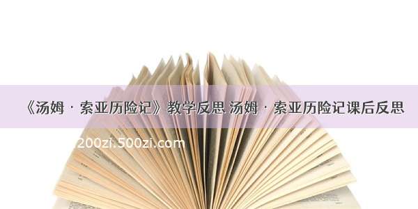 《汤姆·索亚历险记》教学反思 汤姆·索亚历险记课后反思