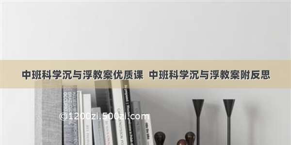 中班科学沉与浮教案优质课  中班科学沉与浮教案附反思