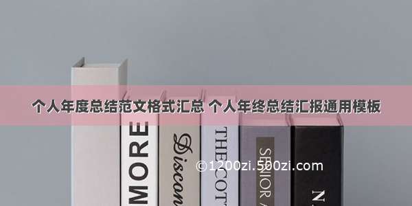 个人年度总结范文格式汇总 个人年终总结汇报通用模板