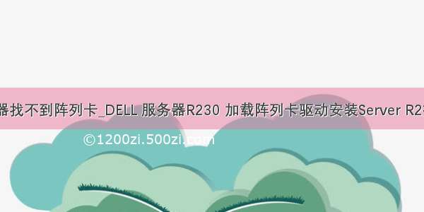 华为服务器找不到阵列卡_DELL 服务器R230 加载阵列卡驱动安装Server R2操作系统...