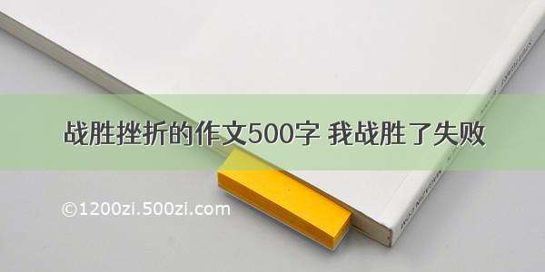 战胜挫折的作文500字 我战胜了失败