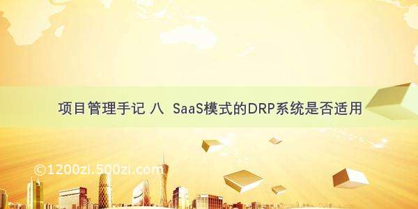 项目管理手记 八  SaaS模式的DRP系统是否适用